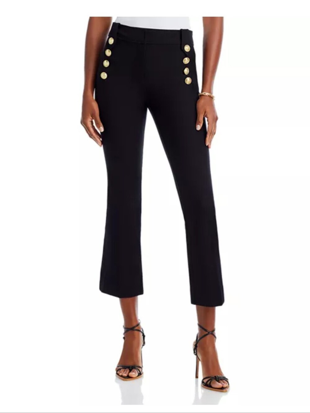 Derek Lam 10 Crosby Black Robertson Crop Flare Sailor Pants Gold Buttons 12